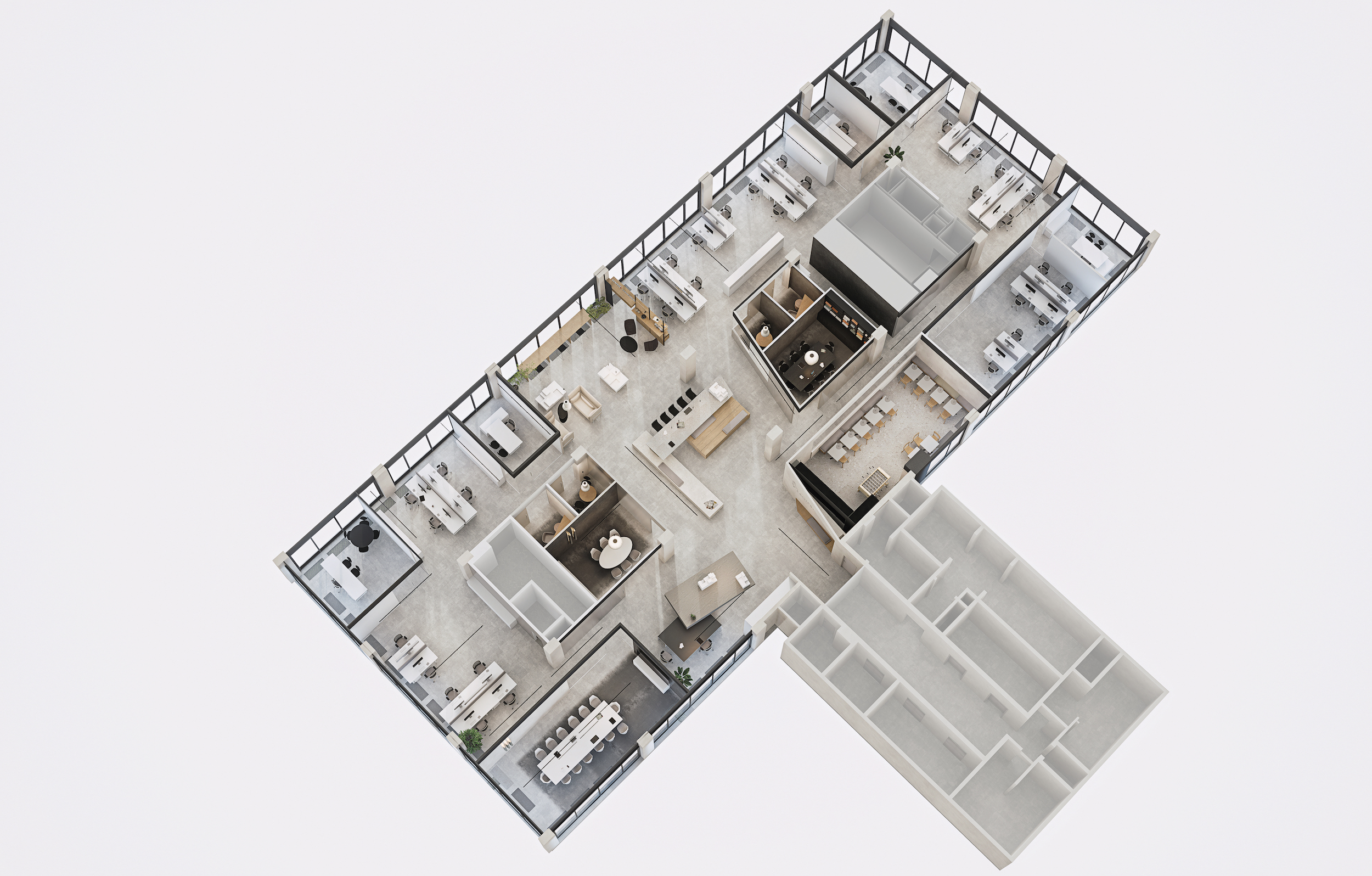 Axonometry of the Eaglestone offices